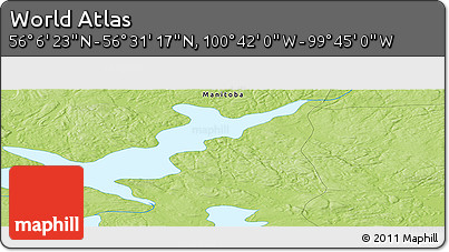 Physical Panoramic Map of the Area around 56° 18' 50" N, 100° 13' 29" W