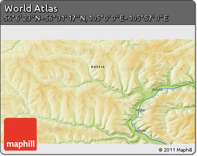 Physical 3D Map of the Area around 56° 18' 50" N, 105° 28' 29" E