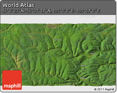 Satellite 3D Map of the Area around 56° 18' 50" N, 105° 28' 29" E