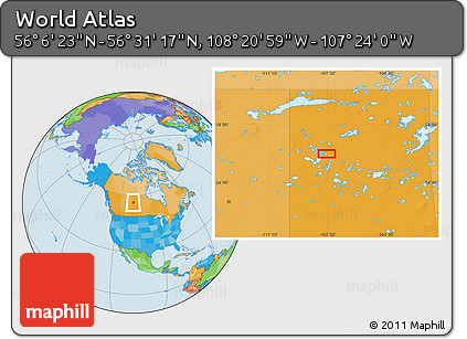 Political Location Map of the Area around 56° 18' 50" N, 107° 52' 30" W