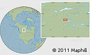 Savanna Style Location Map of the area around 56° 18' 50" N, 109° 34' 29" W, hill shading