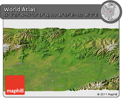 Satellite 3D Map of the Area around 56° 18' 50" N, 112° 16' 30" E
