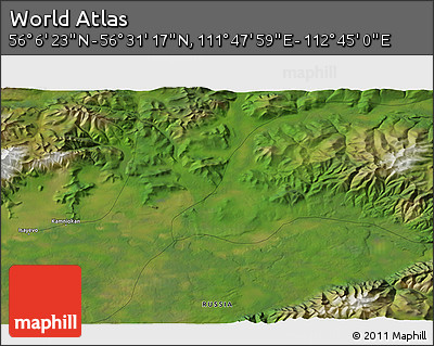 Satellite 3D Map of the Area around 56° 18' 50" N, 112° 16' 30" E