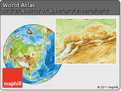 Physical Location Map of the Area around 56° 18' 50" N, 113° 7' 30" E