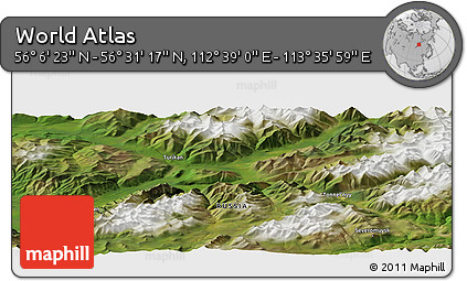 Satellite Panoramic Map of the Area around 56° 18' 50" N, 113° 7' 30" E