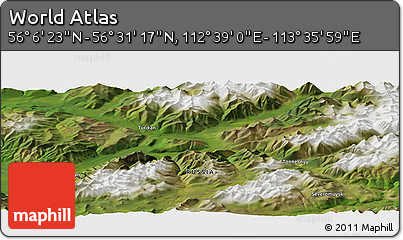 Satellite Panoramic Map of the Area around 56° 18' 50" N, 113° 7' 30" E