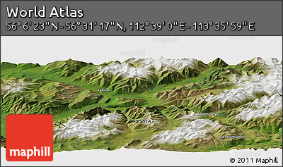 Satellite Panoramic Map of the Area around 56° 18' 50" N, 113° 7' 30" E