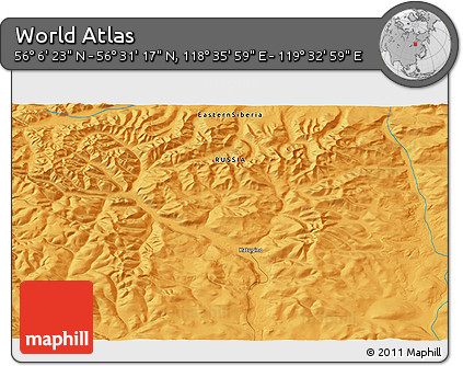 Political 3D Map of the Area around 56° 18' 50" N, 119° 4' 29" E