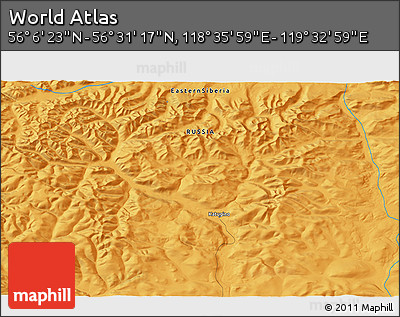 Political 3D Map of the Area around 56° 18' 50" N, 119° 4' 29" E