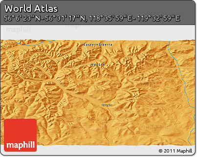 Political 3D Map of the Area around 56° 18' 50" N, 119° 4' 29" E