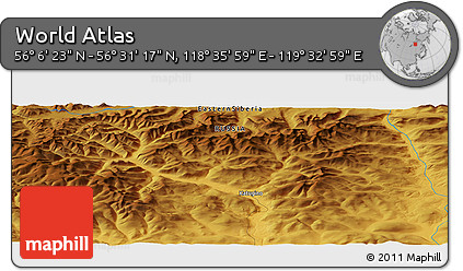Physical Panoramic Map of the Area around 56° 18' 50" N, 119° 4' 29" E