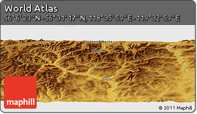Physical Panoramic Map of the Area around 56° 18' 50" N, 119° 4' 29" E