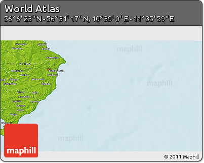Physical 3D Map of the Area around 56° 18' 50" N, 11° 7' 30" E