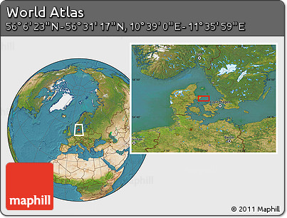 Satellite Location Map of the Area around 56° 18' 50" N, 11° 7' 30" E