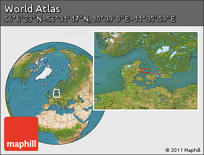 Satellite Location Map of the Area around 56° 18' 50" N, 11° 7' 30" E