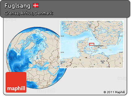 Shaded Relief Location Map of Fuglsang