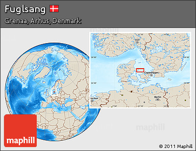 Shaded Relief Location Map of Fuglsang