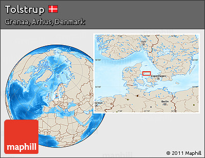 Shaded Relief Location Map of Tolstrup
