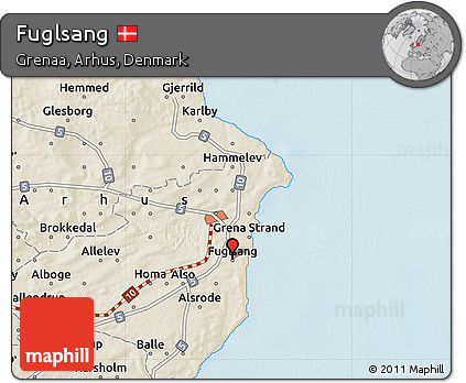 Shaded Relief Map of Fuglsang