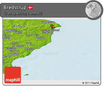 Physical Panoramic Map of Bredstrup