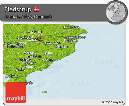 Physical Panoramic Map of Fladstrup