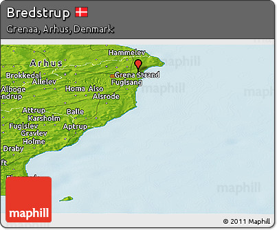 Physical Panoramic Map of Bredstrup