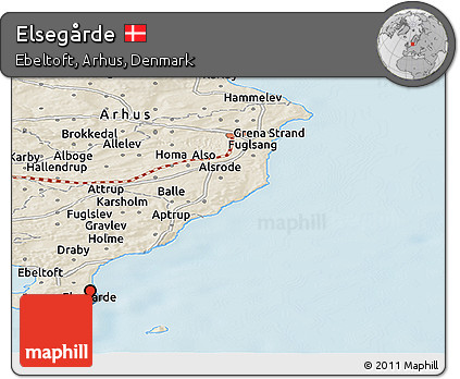 Shaded Relief Panoramic Map of Elsegårde