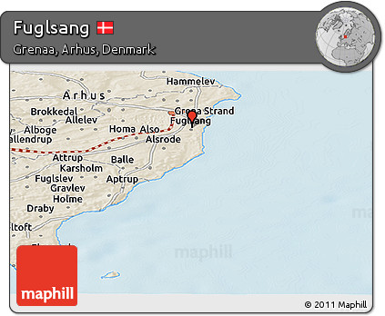 Shaded Relief Panoramic Map of Fuglsang