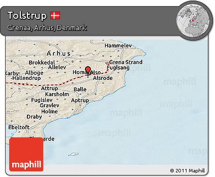 Shaded Relief Panoramic Map of Tolstrup