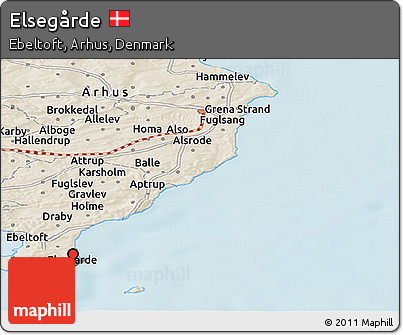 Shaded Relief Panoramic Map of Elsegårde