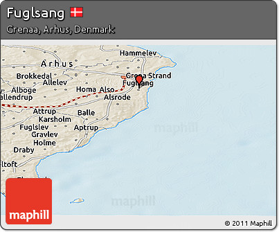 Shaded Relief Panoramic Map of Fuglsang