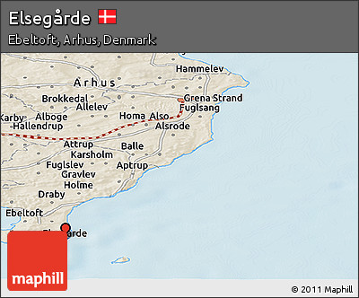Shaded Relief Panoramic Map of Elsegårde