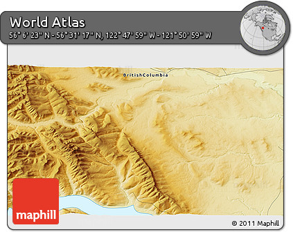 Physical 3D Map of the Area around 56° 18' 50" N, 122° 19' 29" W