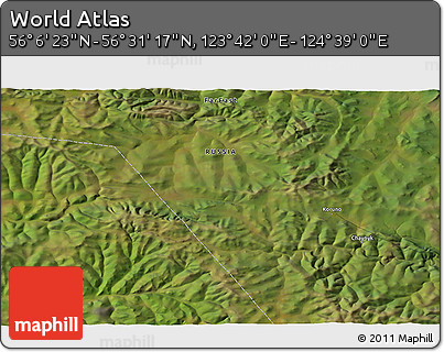 Satellite 3D Map of the Area around 56° 18' 50" N, 124° 10' 30" E