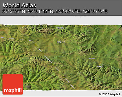 Satellite 3D Map of the Area around 56° 18' 50" N, 124° 10' 30" E