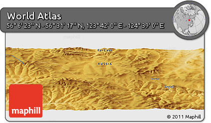 Physical Panoramic Map of the Area around 56° 18' 50" N, 124° 10' 30" E