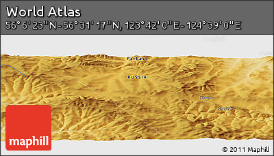 Physical Panoramic Map of the Area around 56° 18' 50" N, 124° 10' 30" E