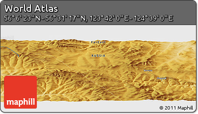 Physical Panoramic Map of the Area around 56° 18' 50" N, 124° 10' 30" E