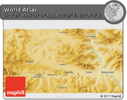 Physical 3D Map of the Area around 56° 18' 50" N, 125° 1' 30" E