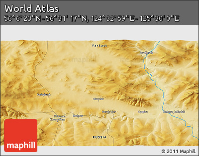 Physical 3D Map of the Area around 56° 18' 50" N, 125° 1' 30" E