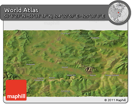 Satellite 3D Map of the Area around 56° 18' 50" N, 125° 1' 30" E