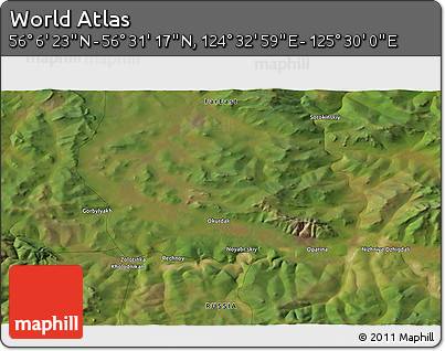 Satellite 3D Map of the Area around 56° 18' 50" N, 125° 1' 30" E