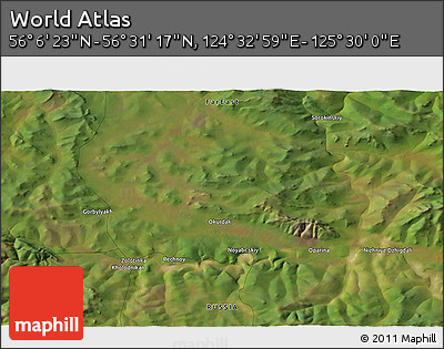 Satellite 3D Map of the Area around 56° 18' 50" N, 125° 1' 30" E