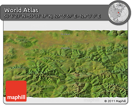 Satellite 3D Map of the Area around 56° 18' 50" N, 127° 34' 30" E