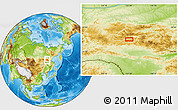 Physical Location Map of the area around 56° 18' 50" N, 127° 34' 30" E