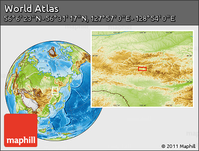 Physical Location Map of the Area around 56° 18' 50" N, 128° 25' 30" E