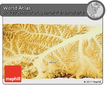 Physical 3D Map of the Area around 56° 18' 50" N, 130° 7' 30" E