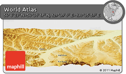 Physical Panoramic Map of the Area around 56° 18' 50" N, 130° 7' 30" E