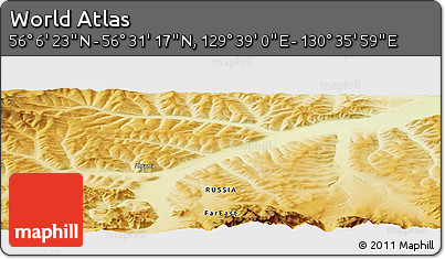 Physical Panoramic Map of the Area around 56° 18' 50" N, 130° 7' 30" E