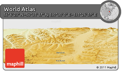 Physical Panoramic Map of the Area around 56° 18' 50" N, 130° 58' 29" E